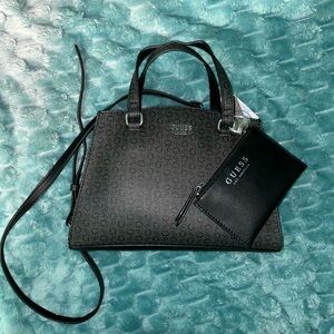 Guess black satchel handbag
